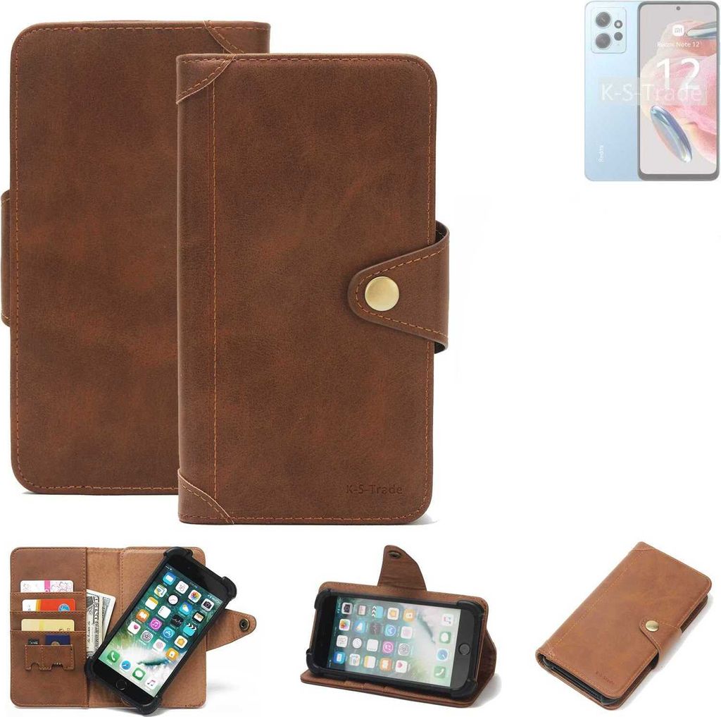 K-S-Trade Handyhülle kompatibel mit Xiaomi Redmi Note 12 Global Schutz Hülle Walletcase Bookstyle Tasche Case Handytasche Wallet Flipcase Cover PU
