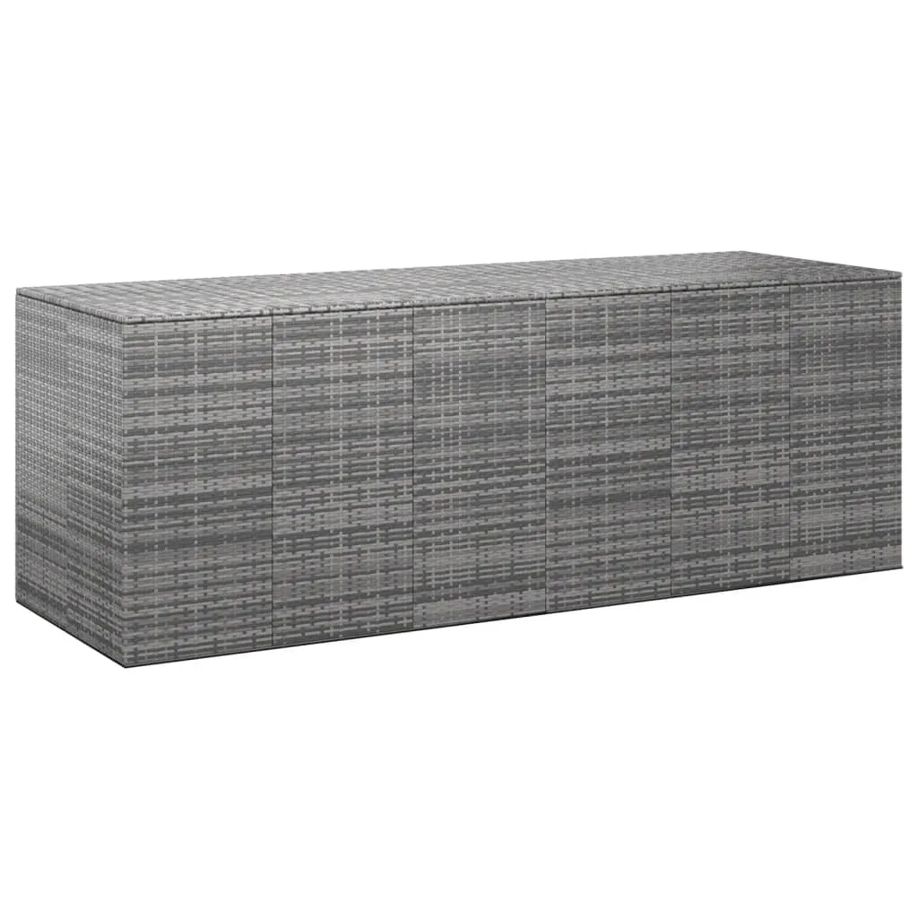 Coffre jardin étanche pour grands coussins en résine tressée 291 cm Gris