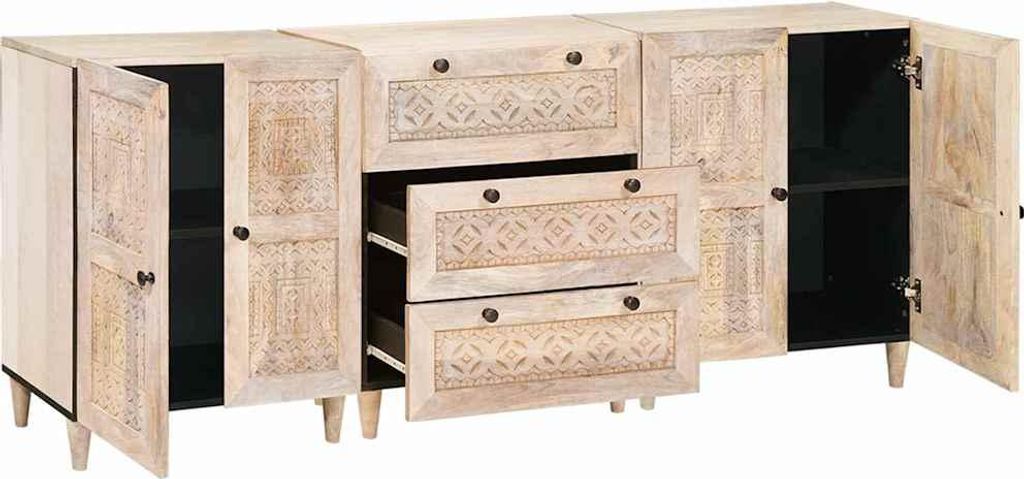 vidaXL Komoda, 3 kusy, 180 x 33,5 x 75 cm, masivní mangové Obrázek produktu 