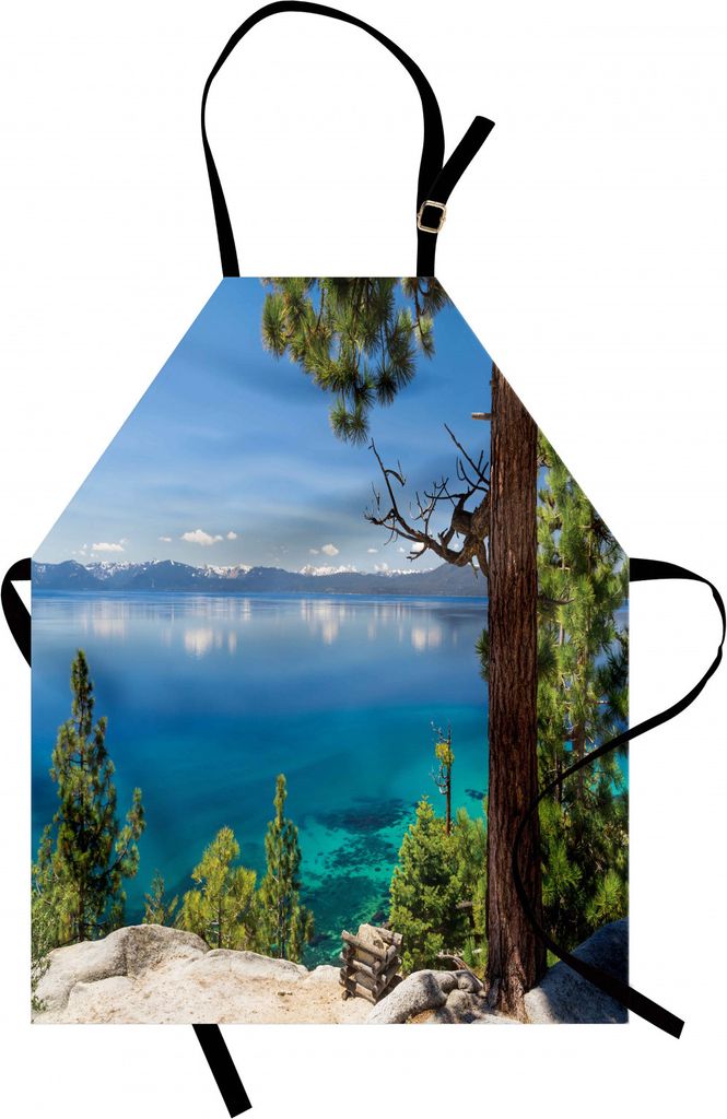ABAKUHAUS See Kochschürze, Panoramische Perspektive vom Ostufer am See mit Kiefern und Reflexions-Bild, Farbfest Höhenverstellbar Waschbar Klarer...