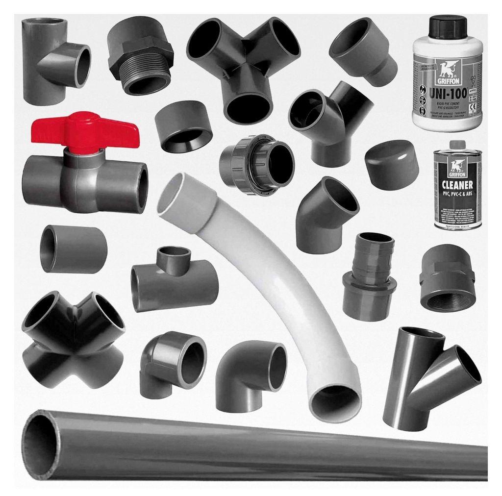 90 Grad Klebefitting aus PVC für 20mm Rohr Außendurchmesser zum Verkleben, Druck PN16 Bar