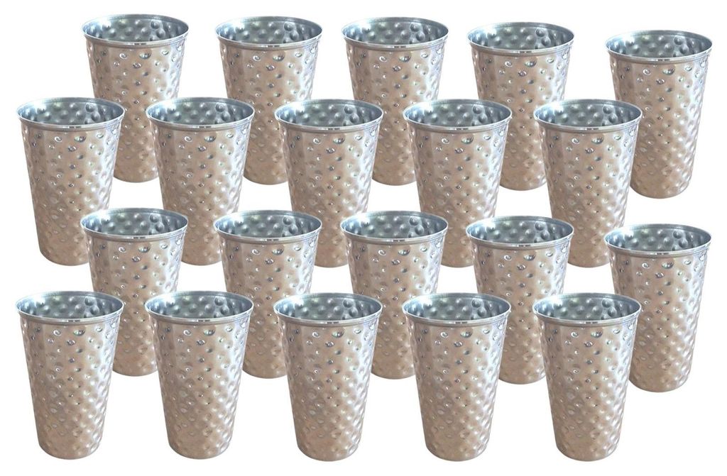 Edelstahl Becher 500ml 20er-Set gehämmert Trinkbecher Produktbild 