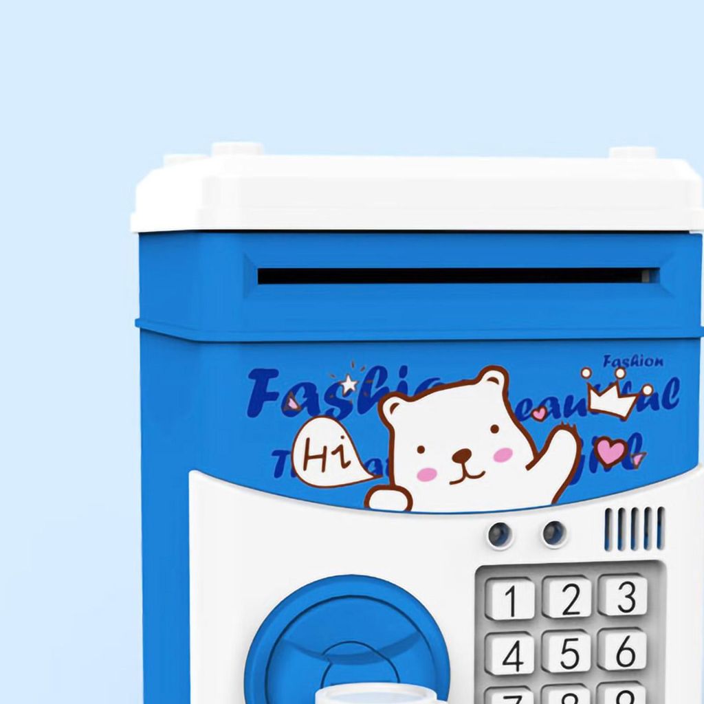Sparschwein mit Cartoon-Tiermuster, für Kinder, niedlich, Musik, Geschichtenerzählen, Münze, Geld sparen, Spielzeug, Geschenk, Blau