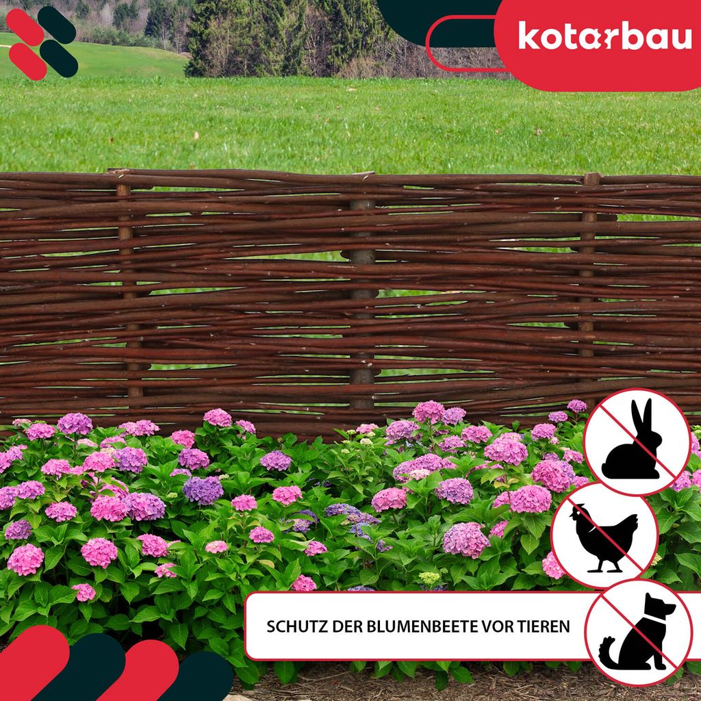 KOTARBAU® Sada 10 vrbových obrub na záhony 100 x 20 cm Obrázek produktu 7