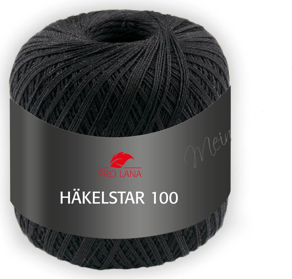 Pro Lana Häkelstar 100,100g,100% Baumwolle,Filethäkelgarn,566m LL, NS 1,5-2 mm 99 schwarz