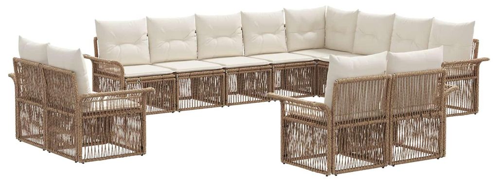 vidaXL Gartensofa-set 12 pcs Beige und Cremeweiß Poly-Rattan