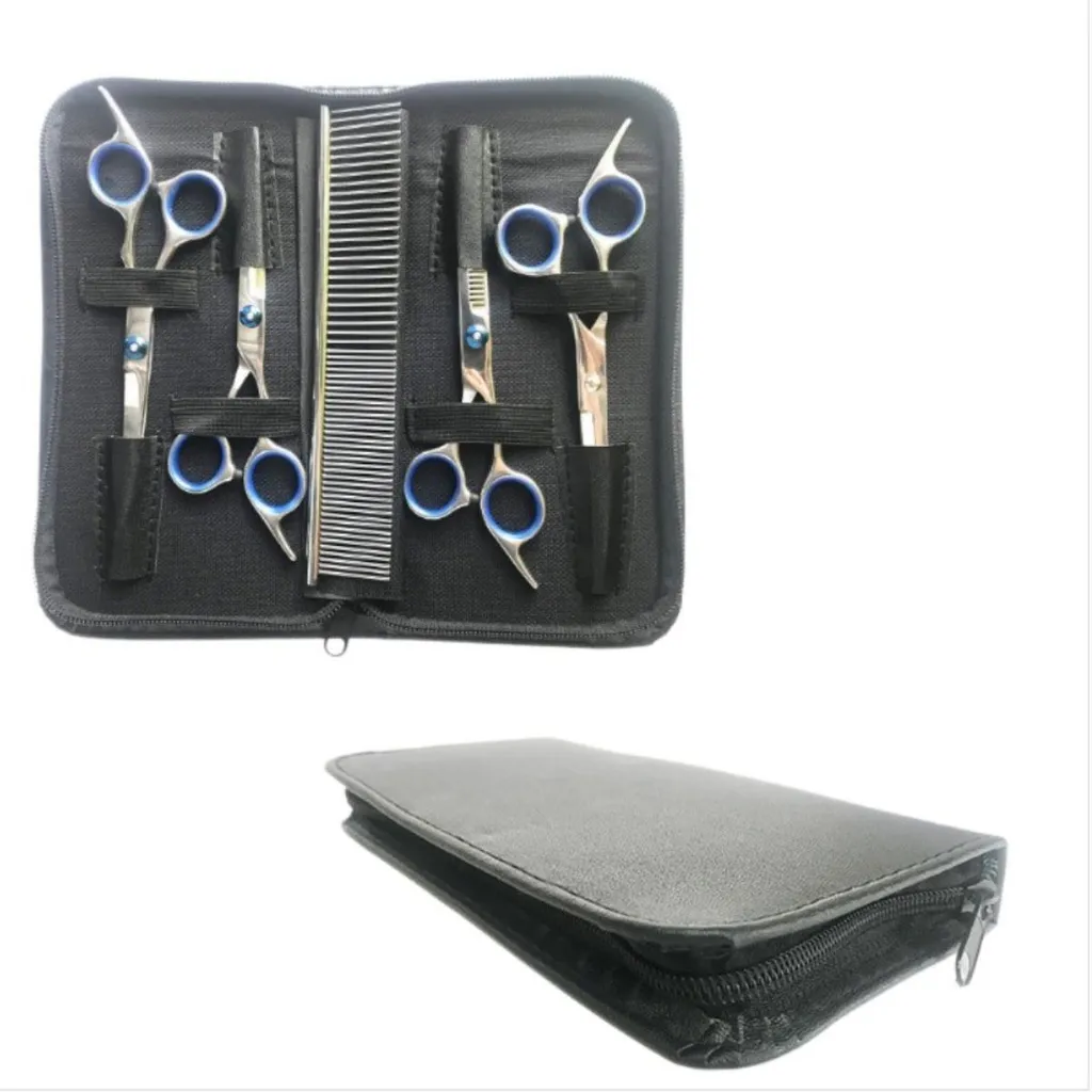 Kit de ciseaux de toilettage INF en métal bleu pour chiens et chats