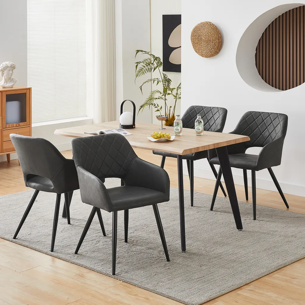 CLIPOP Chaises de salle à manger lot de 2 en similicuir gris moderne - 9
