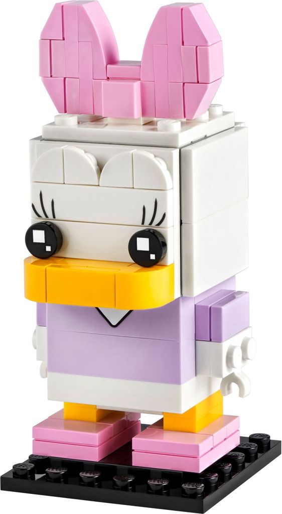 A LEGO BrickHeadz figure of Daisy Duck.