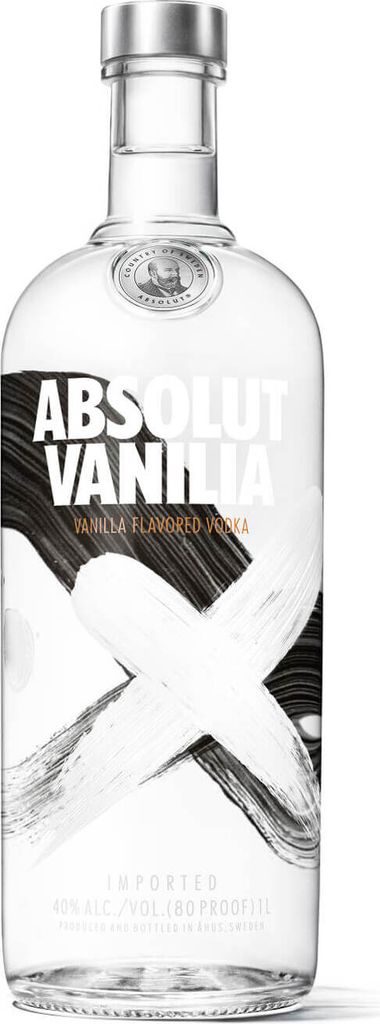 Absolut Vodka Vanilia, Wodka mit Vanillearoma, Schnaps, Spirituose, Alkohol, Flasche, 40 %, 1 L, 70351400