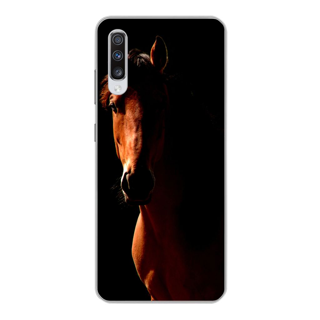 MuchoWow Handyhülle Schutzhülle Hülle für Samsung Galaxy A70 Pferd - Licht - Porträt Silikon Softcase Handy Hülle - Schutzhaube