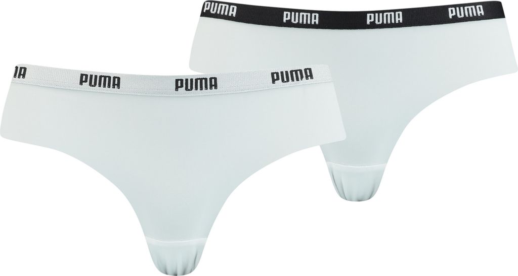 PUMA Damen Slip - Brazilian, Mikrofaser, 2er Pack Weiß M