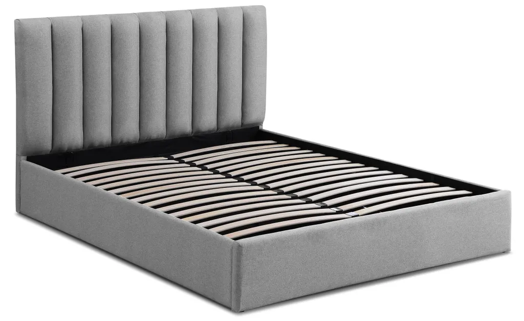 Lit Coffre Songe Menzzo 160x200 cm avec Sommier en Tissu Gris Anthracite