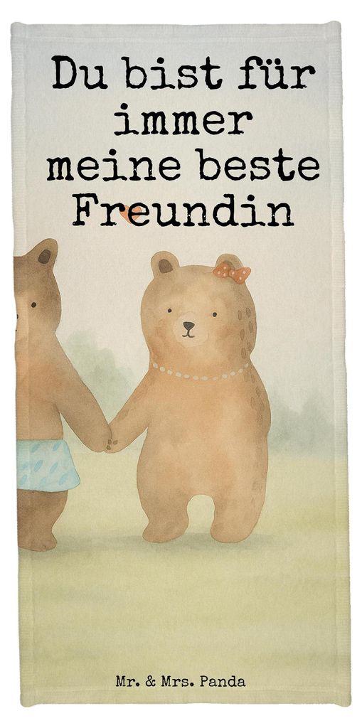 Mr. & Mrs. Panda Badhandtuch Bär Freundin Design - Blau Pastell - Geschenk, Duschtuch, Teddy, Beste Freund Liebe Liebesbeweis Verliebt Kumpel Kump...