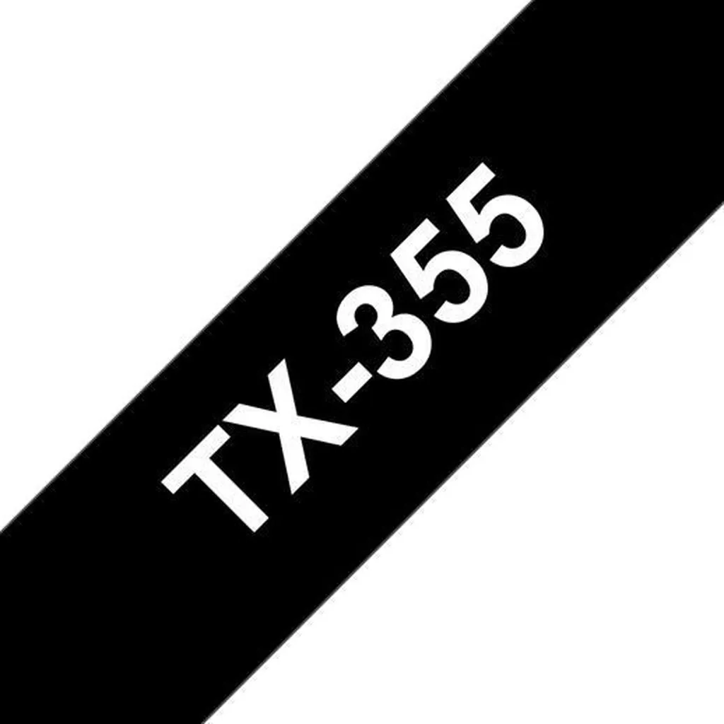 Brother TX-355 Ruban étiqueteuse blanc sur noir 24mm pour P-Touch