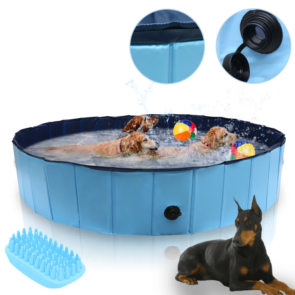 Piscine pour chiens pliable pour jardin - Fraîcheur été 160cm de large