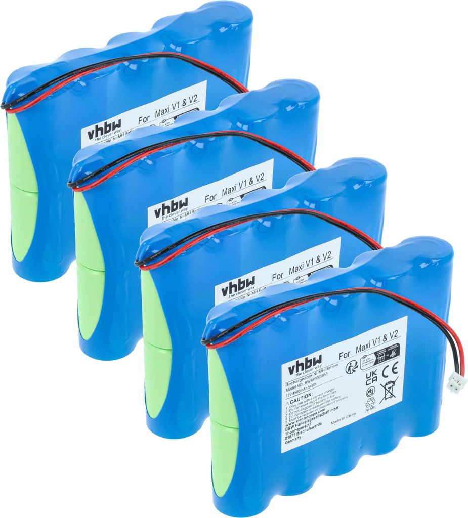 vhbw 4x Akku kompatibel mit ApeLight Maxi V1, V2 LED-Leuchte (4,5 Ah, 12 V, NiMH)