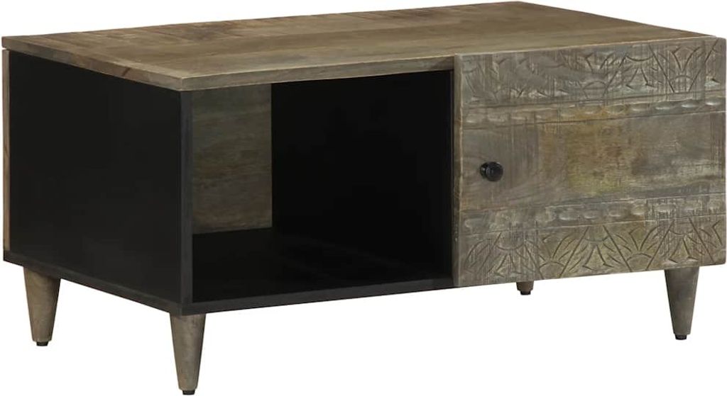 Couchtisch Hellgrau 80x50x40 cm Massivholz Mango
