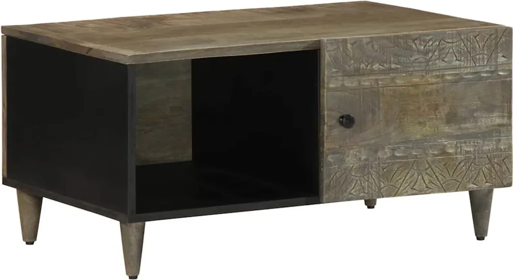 Occasione! Tavolino Legno Massello Mango 80x50x40 Grigio Chiaro - Saldi