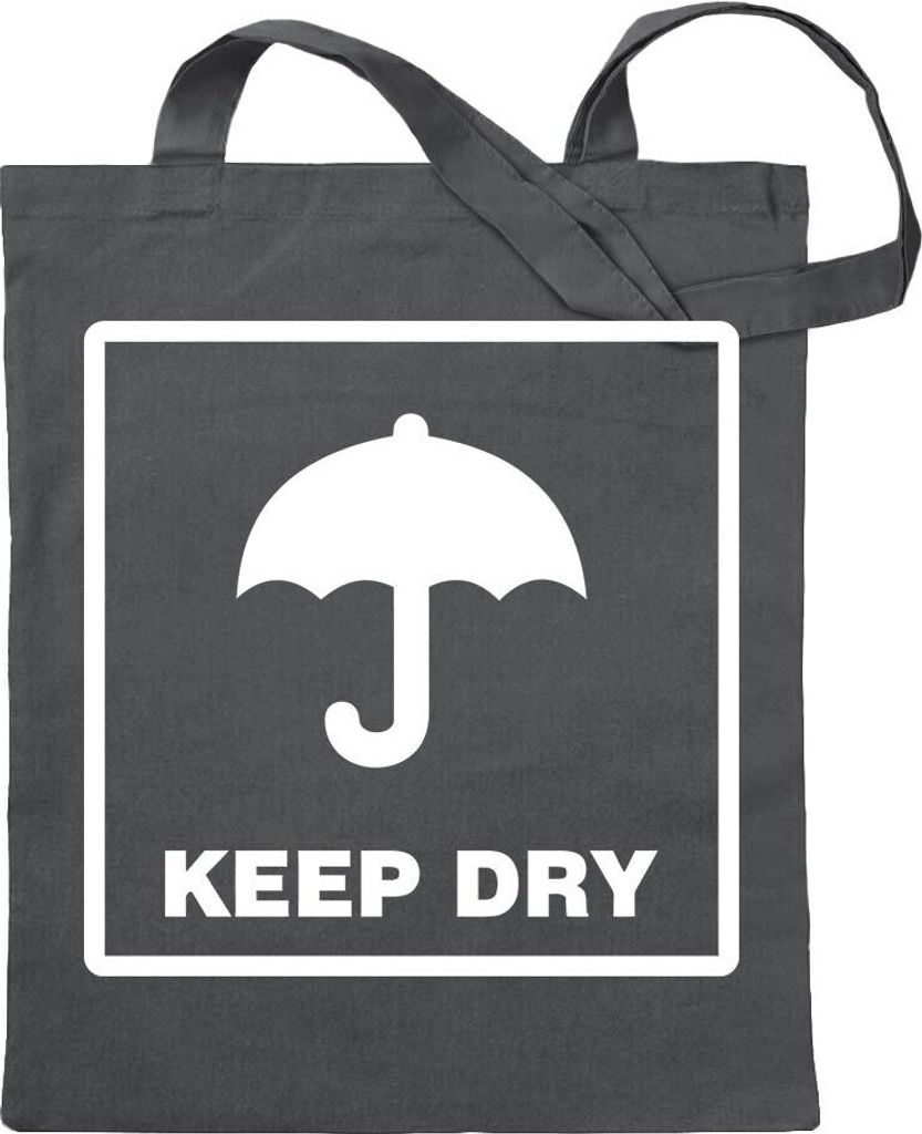 Kiwistar - Baumwolltasche - stahlgrau - Keep Dry - trocken lagern - Tragetasche Stoffbeutel Umhängetasche Langer Henkel