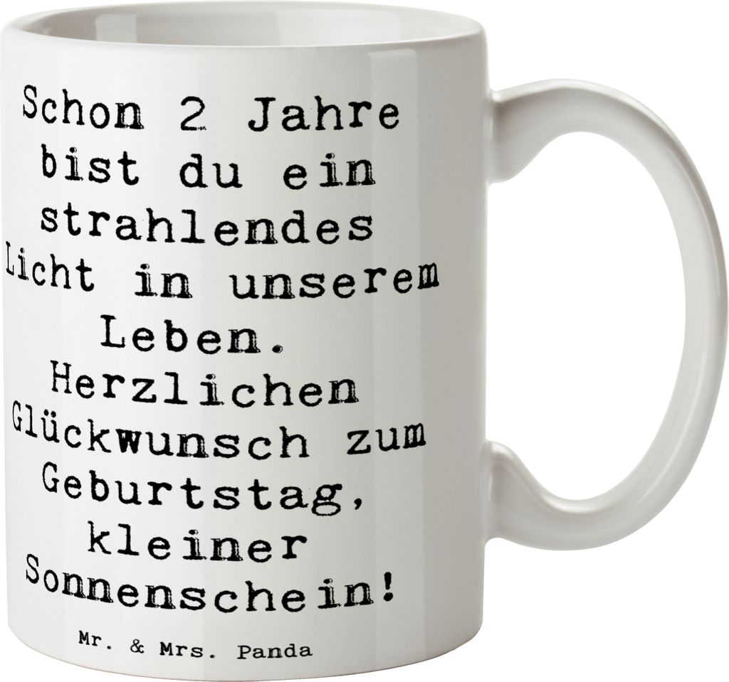 Mr. & Mrs. Panda Tasse Spruch 2. Geburtstag Licht - Weiß - Geschenk, Geburtstagsfeier, Kaffeebecher, Alter, Meilenstein, Geburtstagskarte, keramik...