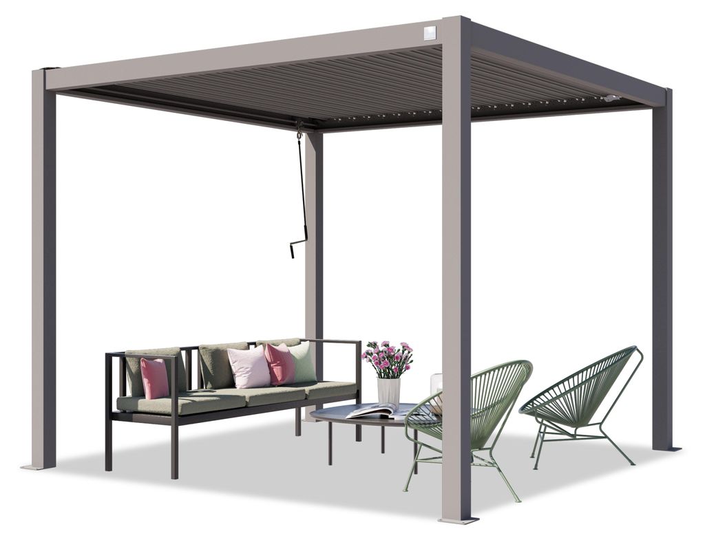 PRIMEYARD Pergola 3x3 m Aluminium-Pfosten mit Lamellendach Produktbild 