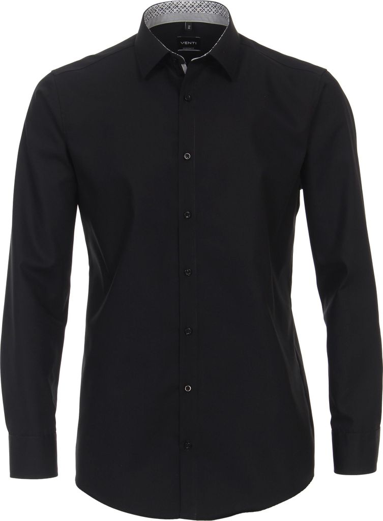 VENTI Herren Businesshemd Langarm Kent Modern-Fit Schwarz Produktbild 