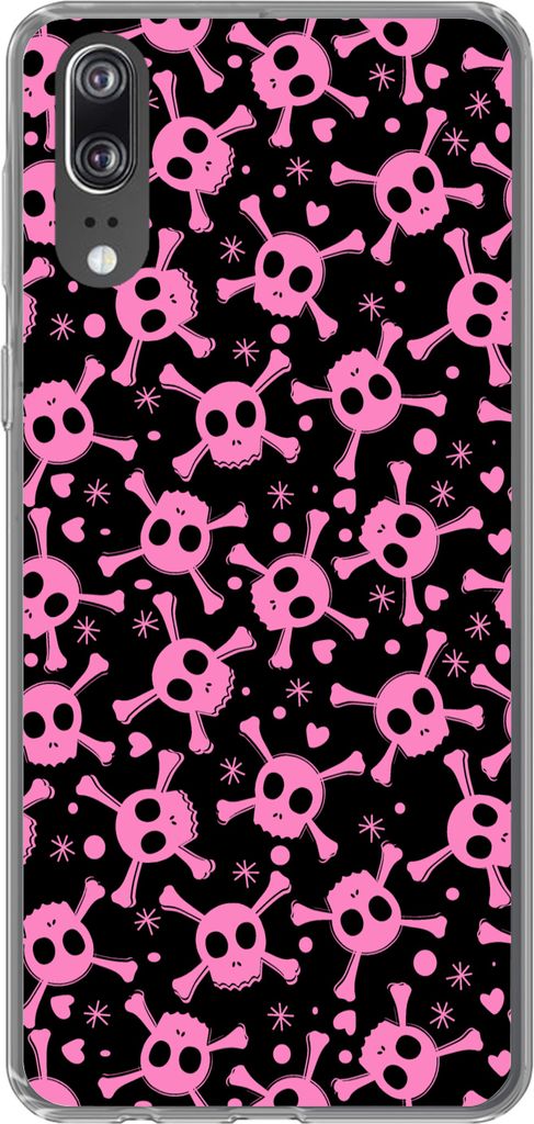 MuchoWow Handyhülle Schutzhülle Hülle für Telefoonhoesje Huawei P20 Mädchen - Piraten - Rosa - Muster - Mädchen - Kind - Kinder Silikon Sof...