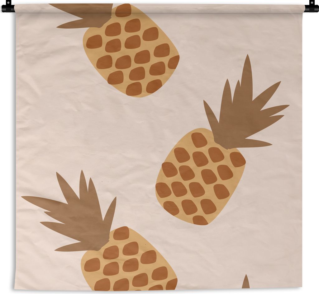 MuchoWow Wandteppich Wandbehang Sommer - Ananas - Obst 150x150 cm Tapisserie Dekoration Wandtuch - Wohnaccessoires - Modernes