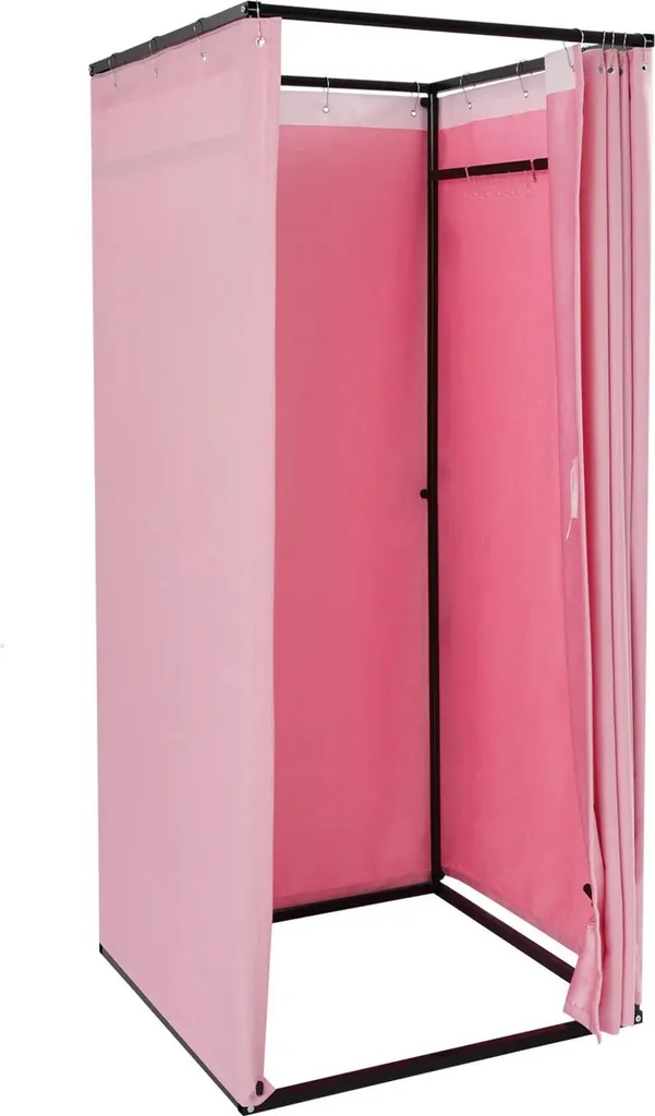Cabine d'essayage mobile rose : installez un vestiaire partout en 5 minutes