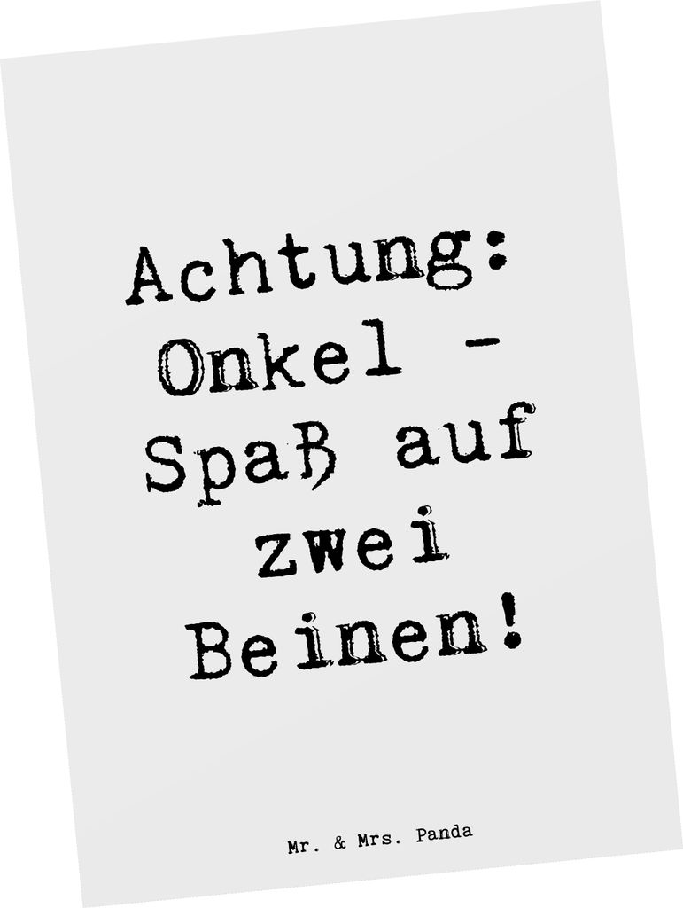 Mr. & Mrs. Panda Postkarte Spruch Spaßiger Onkel - Weiß - Geschenk, Familie, Ansichtskarten, Ansichtskarte, Energie, Lebensfreude, Weihnachten, L...