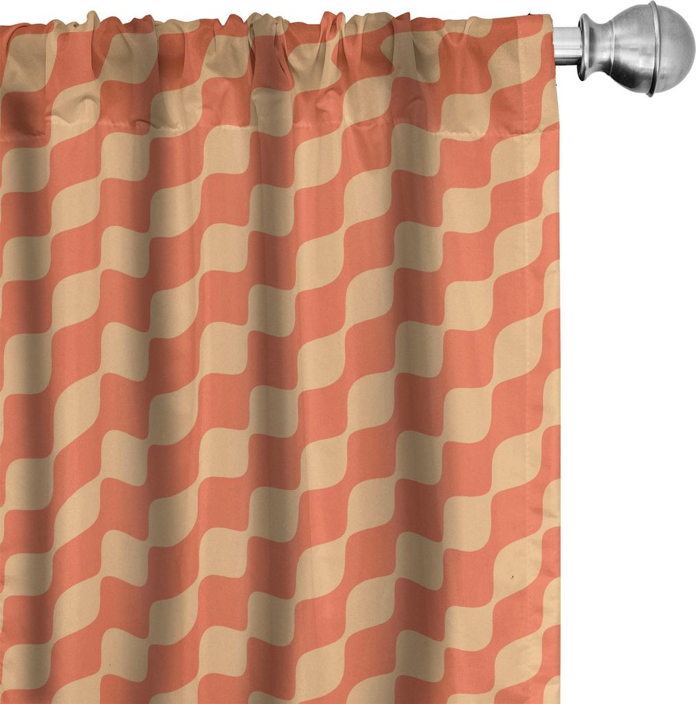 ABAKUHAUS Orange Vorhänge, Gardinen, Zusammenfassung, die diagonale gewellte Linie Muster-Retro- Art-Verzierung wiederholt, 2 Stück 75 x 225 cm, ...