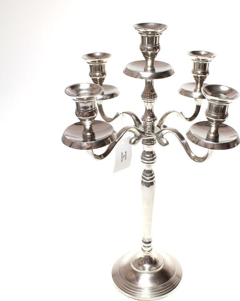Kerzenleuchter 5-flammig Kerzenständer Stabkerzen Metall silber H40cm Kerzernhalter