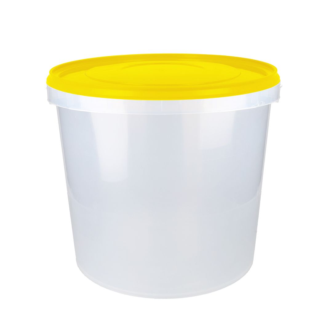 Eimer mit Deckel 10l gelb/transparent rund | Kunststoff Eimer lebensmittelecht, luftdicht und stabil