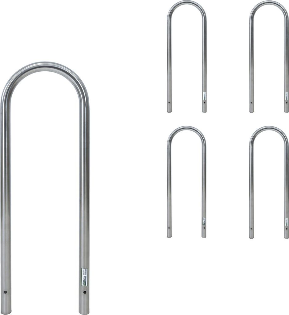 5 x Fahrradanlehnbügel 115 x 41 cm Edelstahl Ø 49 mm grau Einbetonieren Fahrradständer Parker Typ U