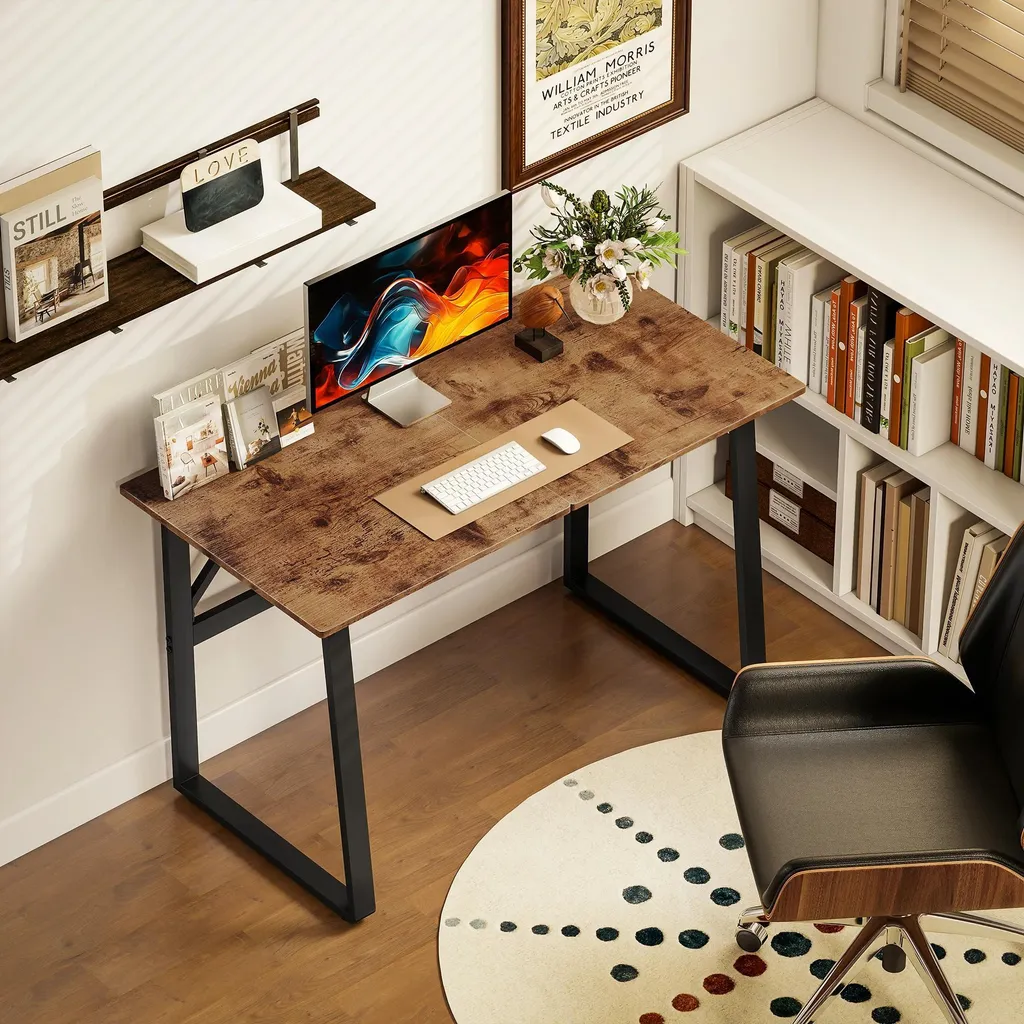 Bureau de télétravail industriel 120 cm - Espace informatique compact - 7