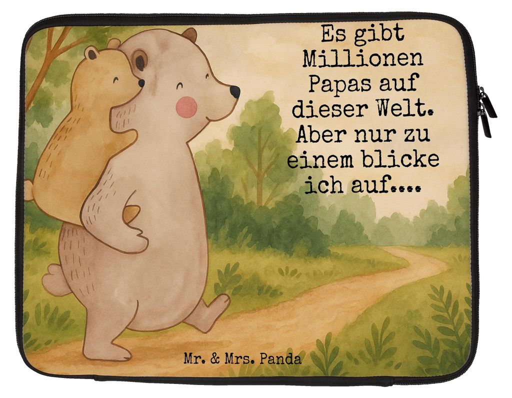 Mr. & Mrs. Panda Laptop Tasche Papa Bär Design 33 x 42 cm - Weiß - Geschenk, Vatertag, Laptophülle, Vater, Muttertag, Laptoptasche, Onkel, Vati,...
