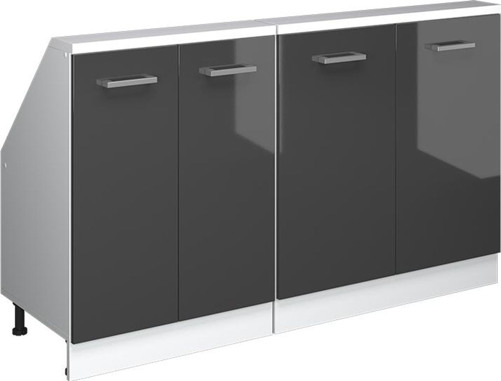 Vicco Küchenschrank für Dachschrägen R-Line, 140 cm 2er Set, Anthrazit Hochglanz/Weiß