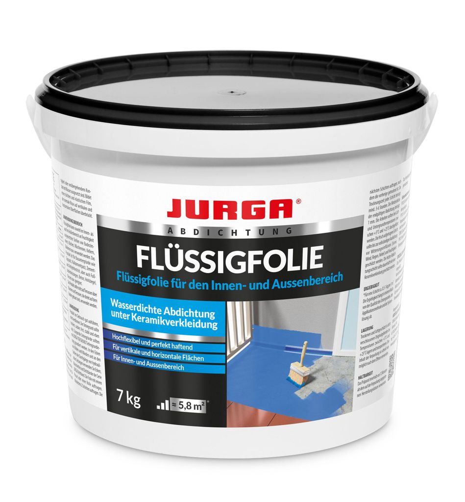 Jurga Flüssigfolie Bad & Dusche 7 kg - Dichtfolie Außenbereich & Innen, Abdichtung Badezimmer, Lösemittelfrei, Abdichtfolie Wasserdicht Blau