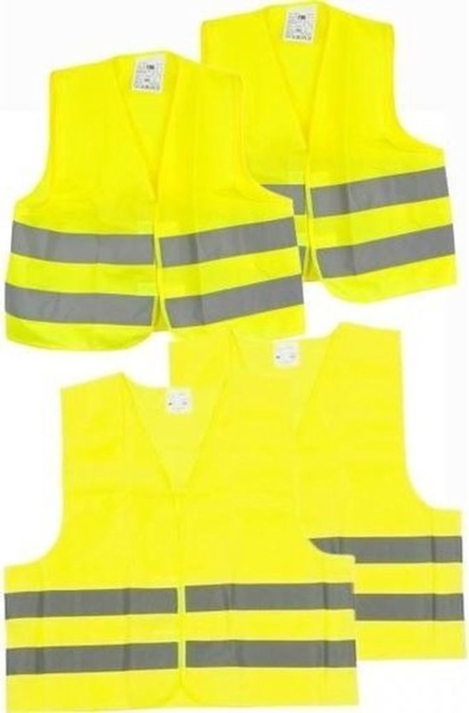 4x Sicherheitswesten/-hemden gelb für Erwachsene/Kinder