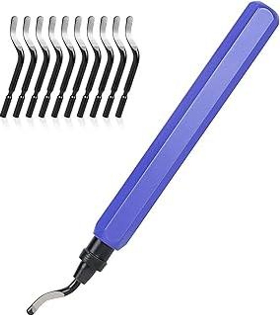 flintronic Entgrater Werkzeug Universal, Metallgriff Handentgrater mit 10 Stück Ersatzklingen, 360° Rotierender Klinge Schneidwerkzeug für 3D Dr...