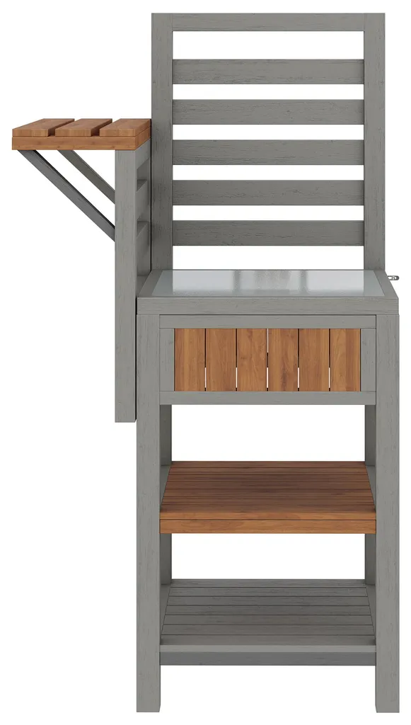 Desserte de Jardin avec Plan de Travail Inox et Étagères de Rangement - 8