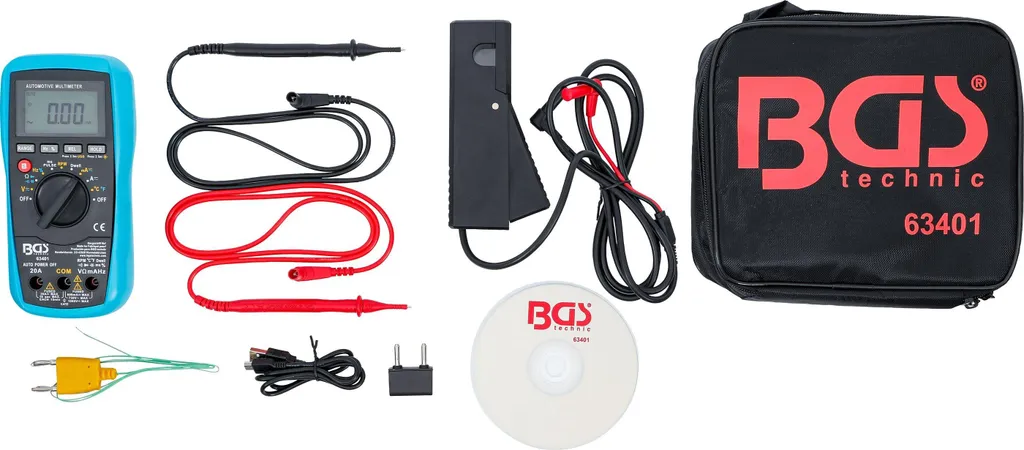 Multimètre auto USB BGS 63401 haute précision avec affichage numérique