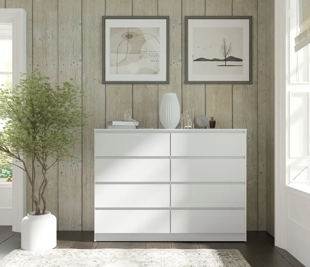 Commode MAJA S8 140 cm Blanc Mat - Solution Rangement Large et Chic