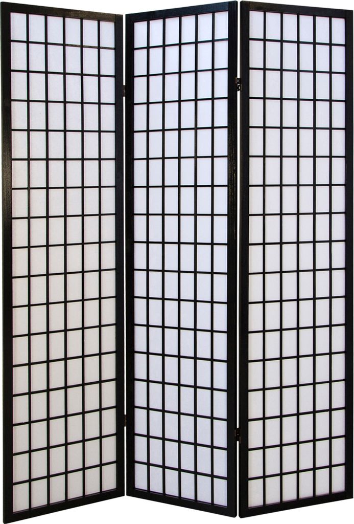 3 Panneaux Shoji Paravent Japonais Bois Noir Séparateur de Image du produit 
