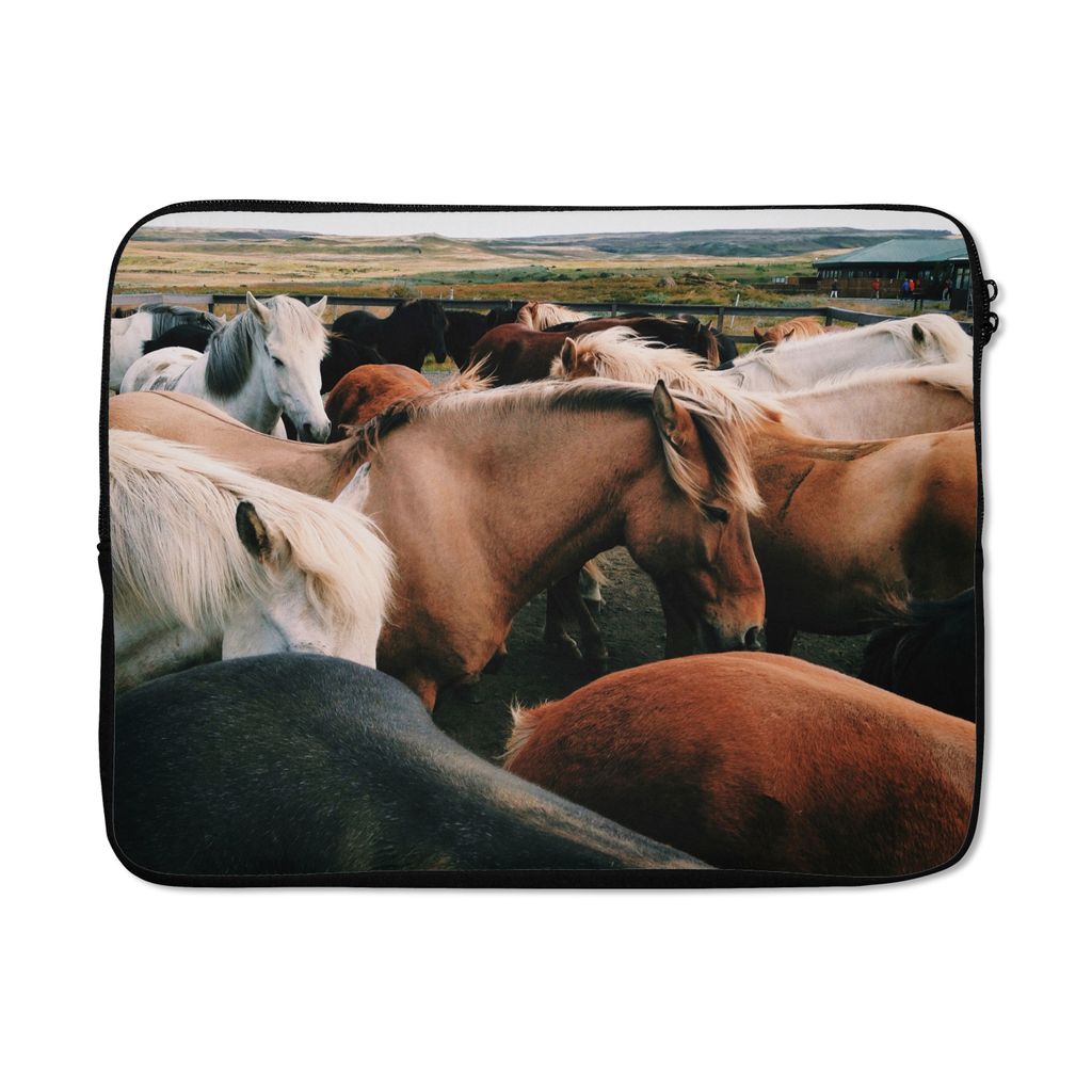 MuchoWow Laptop Hülle 17 Zoll Laptoptasche Pferde - Tiere - Spiel - Zipper - Schutzabdeckung