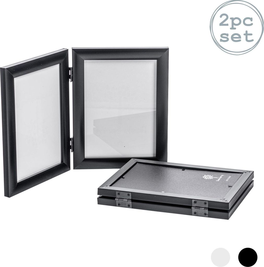 5x7 Box Doppel-Fotorahmen in schwarz - faltbar x2