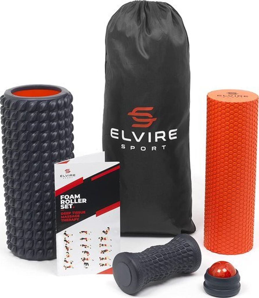 ELVIRE SPORT Elvire Sport Foam Roller Massage Set für Deep Tissue - Schaumstoffrollen, Massagerolle und Ball, Fußrolle - Schmerzen lindern