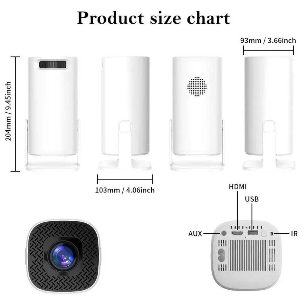 Mini Vidéoprojecteur Android Réglable 180° pour Cinéma Maison et Extérieur