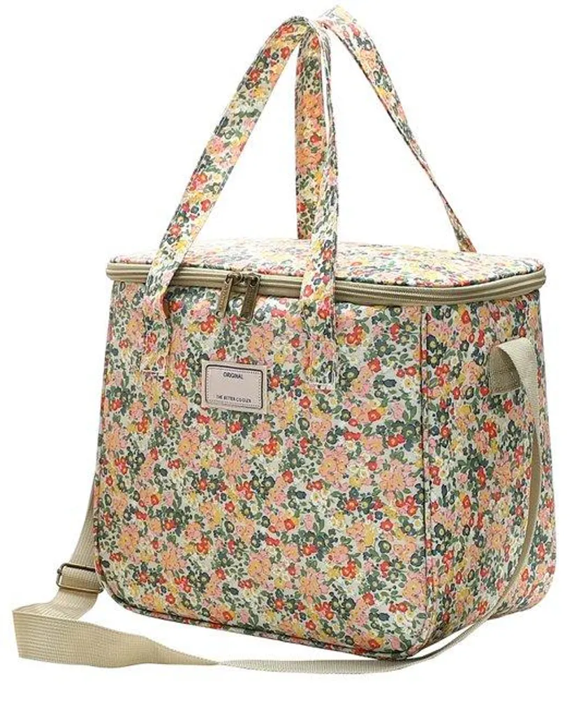 Sac de pique-nique floral beige 11,25 L, idéal sortie plage et parcs